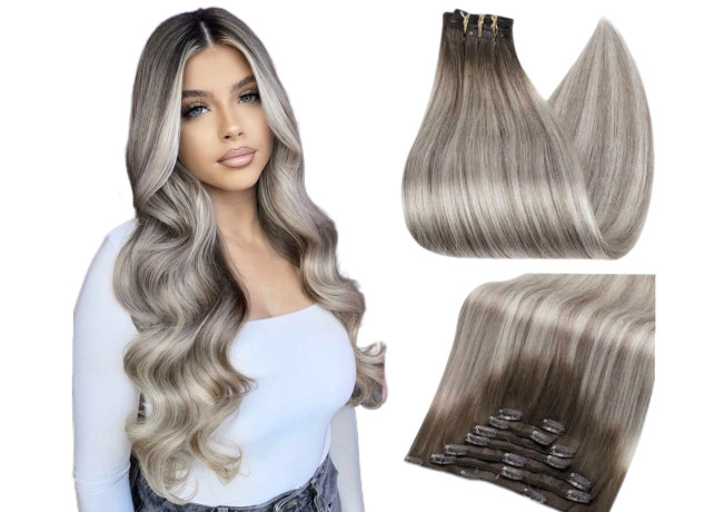 Clip On DeLuxe Drept Black Collection Balayage #9A/ Light Grey